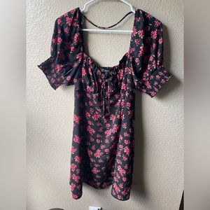Black pink floral dress, size medium, summer/spring, NWT, above the knee